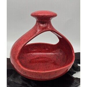 Vintage  MCM Studio Pottery Mold Red Speckle Glaze Serving Candy Dish MOD